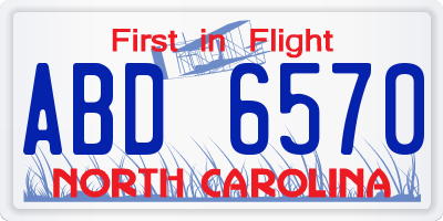 NC license plate ABD6570