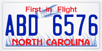 NC license plate ABD6576