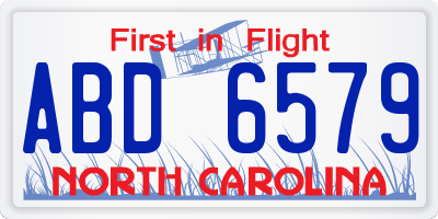 NC license plate ABD6579