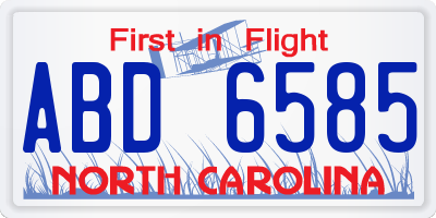 NC license plate ABD6585