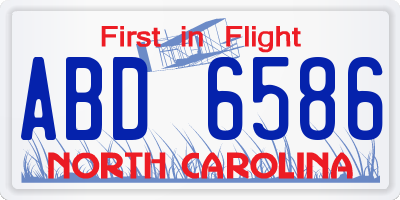 NC license plate ABD6586