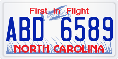 NC license plate ABD6589