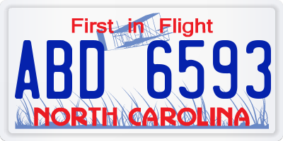 NC license plate ABD6593