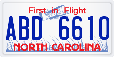 NC license plate ABD6610