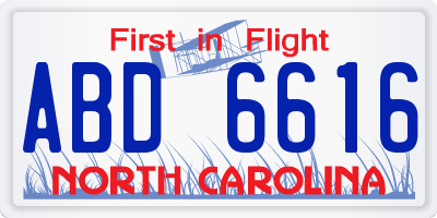 NC license plate ABD6616