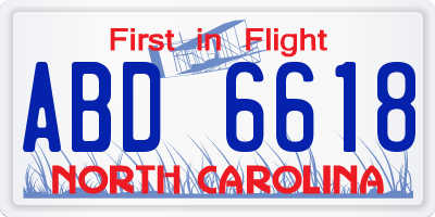 NC license plate ABD6618