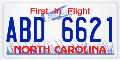 NC license plate ABD6621