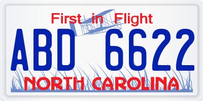 NC license plate ABD6622