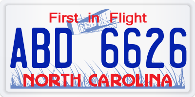 NC license plate ABD6626