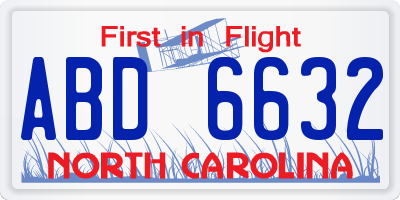 NC license plate ABD6632