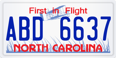 NC license plate ABD6637