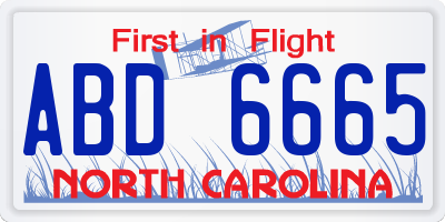 NC license plate ABD6665