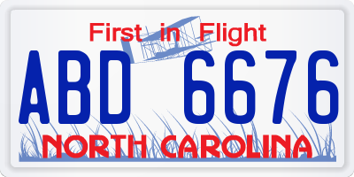 NC license plate ABD6676