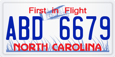 NC license plate ABD6679