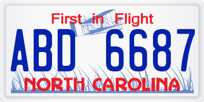 NC license plate ABD6687