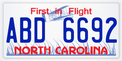 NC license plate ABD6692