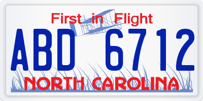 NC license plate ABD6712
