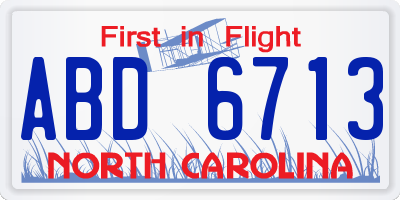 NC license plate ABD6713