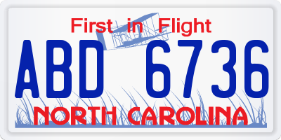 NC license plate ABD6736