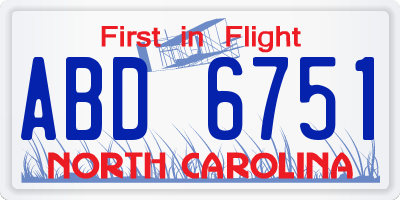 NC license plate ABD6751