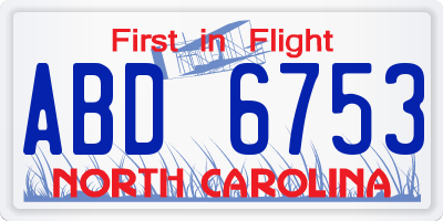 NC license plate ABD6753