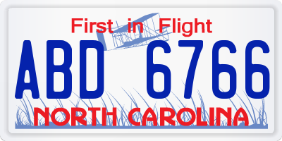 NC license plate ABD6766