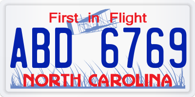 NC license plate ABD6769