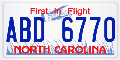 NC license plate ABD6770