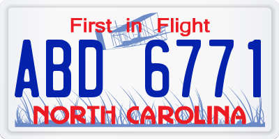 NC license plate ABD6771