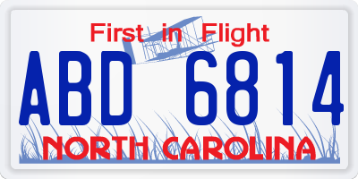 NC license plate ABD6814