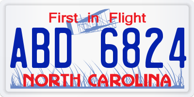 NC license plate ABD6824