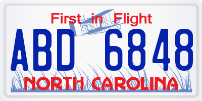 NC license plate ABD6848