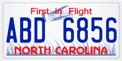 NC license plate ABD6856