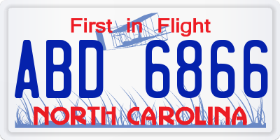 NC license plate ABD6866