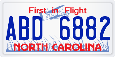 NC license plate ABD6882