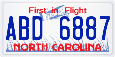 NC license plate ABD6887