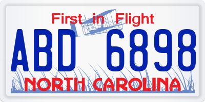 NC license plate ABD6898