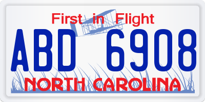 NC license plate ABD6908