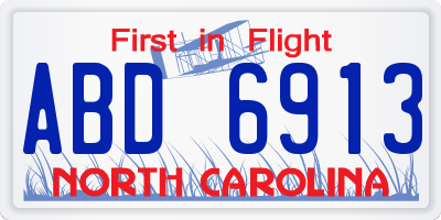 NC license plate ABD6913