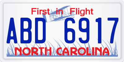 NC license plate ABD6917