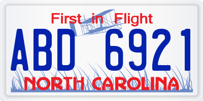 NC license plate ABD6921