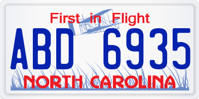 NC license plate ABD6935