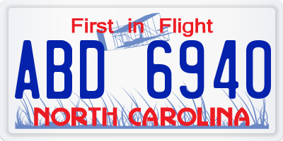 NC license plate ABD6940