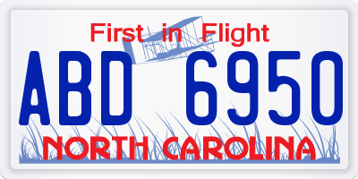 NC license plate ABD6950