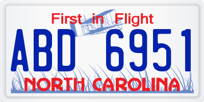 NC license plate ABD6951