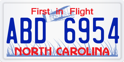 NC license plate ABD6954