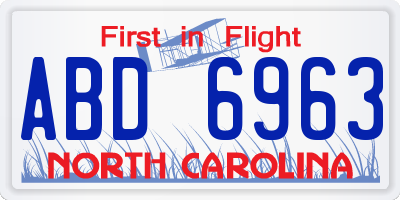 NC license plate ABD6963