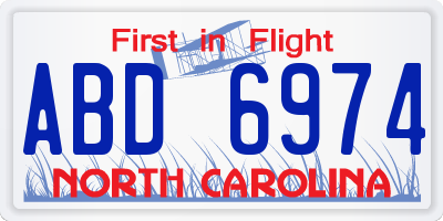 NC license plate ABD6974