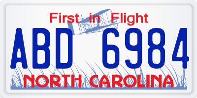 NC license plate ABD6984