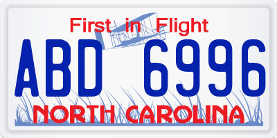 NC license plate ABD6996
